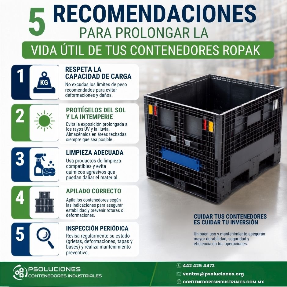 5 recomendaciones para prolongar la vida útil de contenedores ROPAK industriales